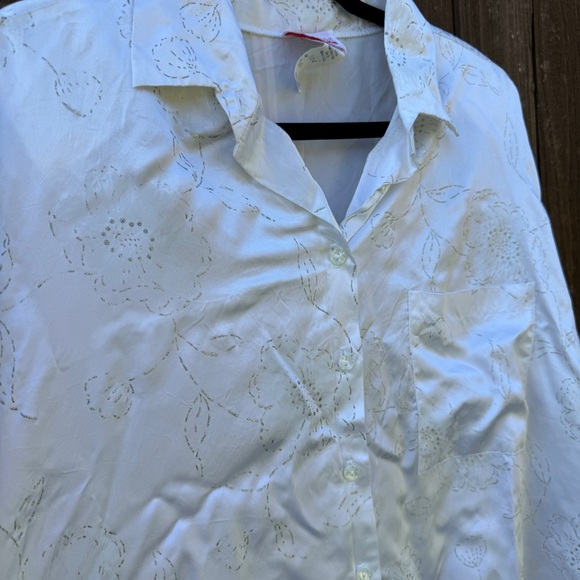 Vintage Hot Stuff Glitter Floral Oversized Blouse w/ Shoulder Pads - Picture 2 of 8